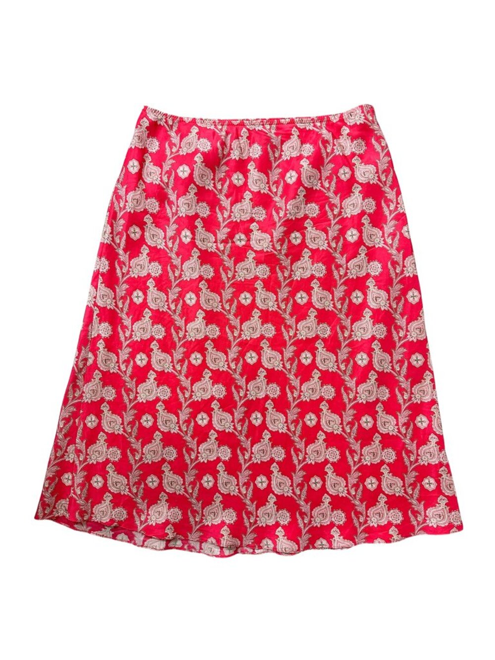 🪷 Vintage Y2K GAP 100% Silk Paisley Slip Midi Skirt Pink Small